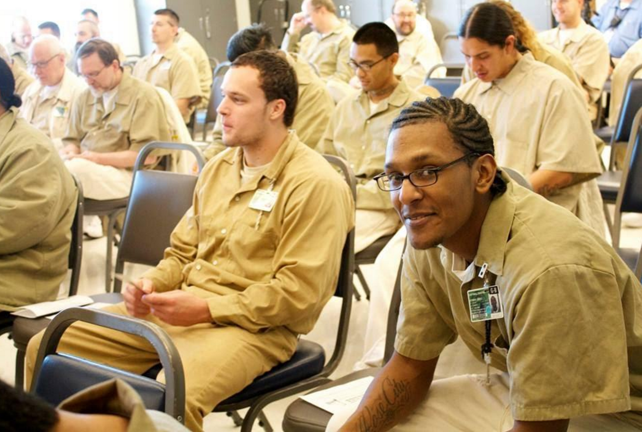Lecture students at Stafford Creek Corrections Center. Photo credit: Liliana Caughman SPP 