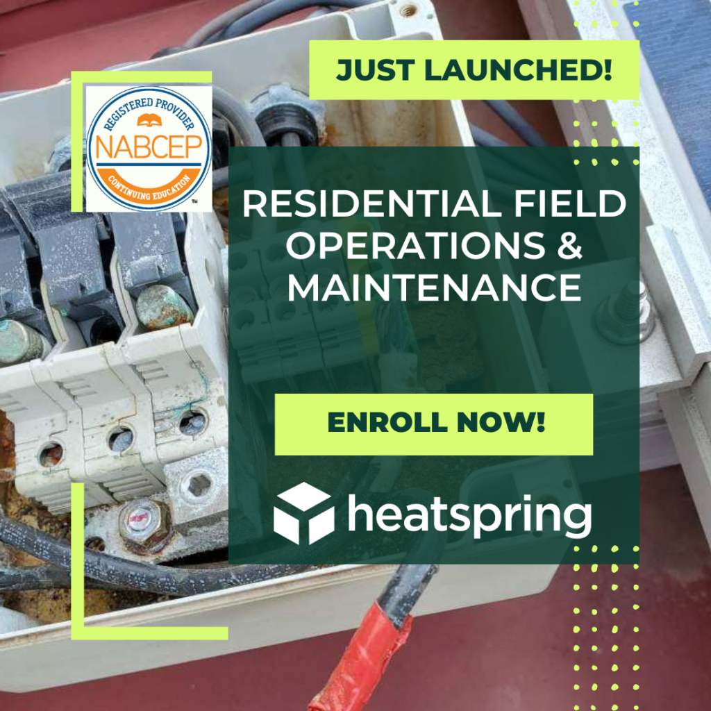 Heatspring Show New Course Announcement: Residential Field Operations & Maintenance ...